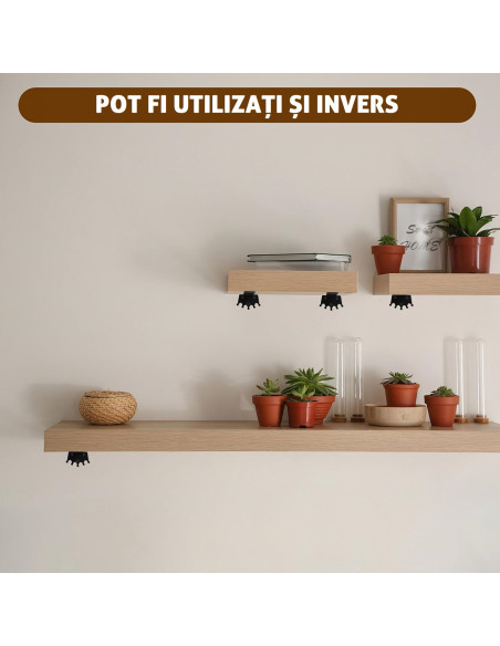 Set 4 Suporti Etajera/Raft, Cerb/Coroana, Alb/Negru
